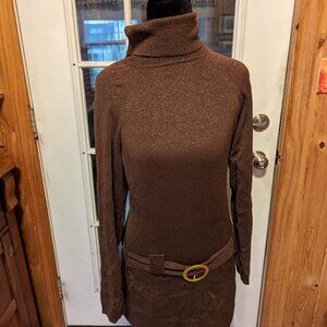 Sweater INC tunic brown w/sparkles size large